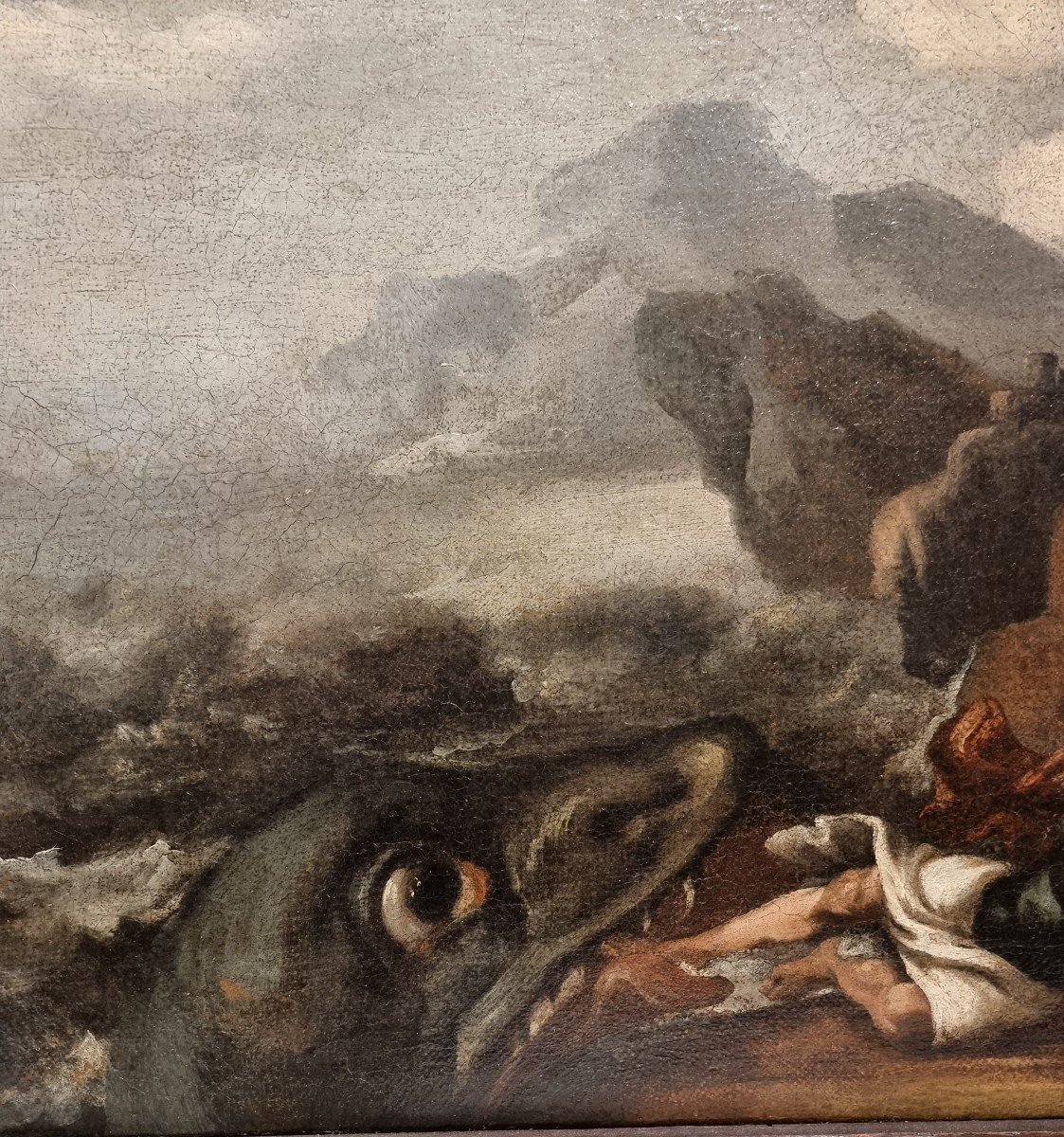 Rare Painting Depicting 'jonah Spat Out By The Fish'-photo-2