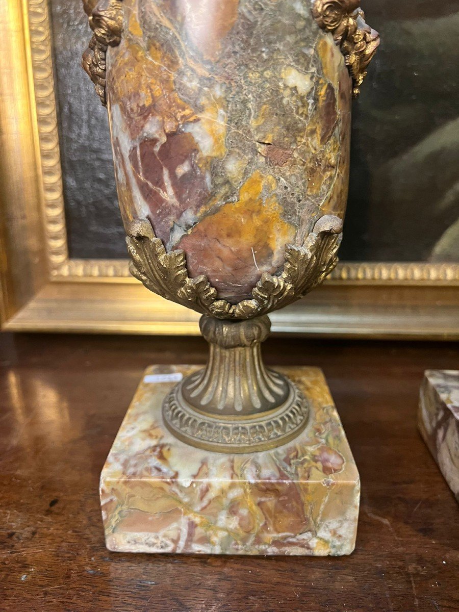 Paire De Vases En Marbre Et Bronze-photo-8