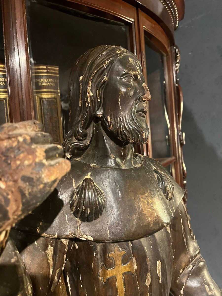 17th Century Wooden Sculpture Depicting Saint James-photo-1