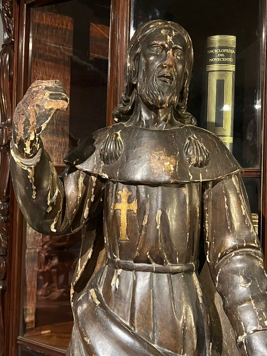 17th Century Wooden Sculpture Depicting Saint James-photo-3