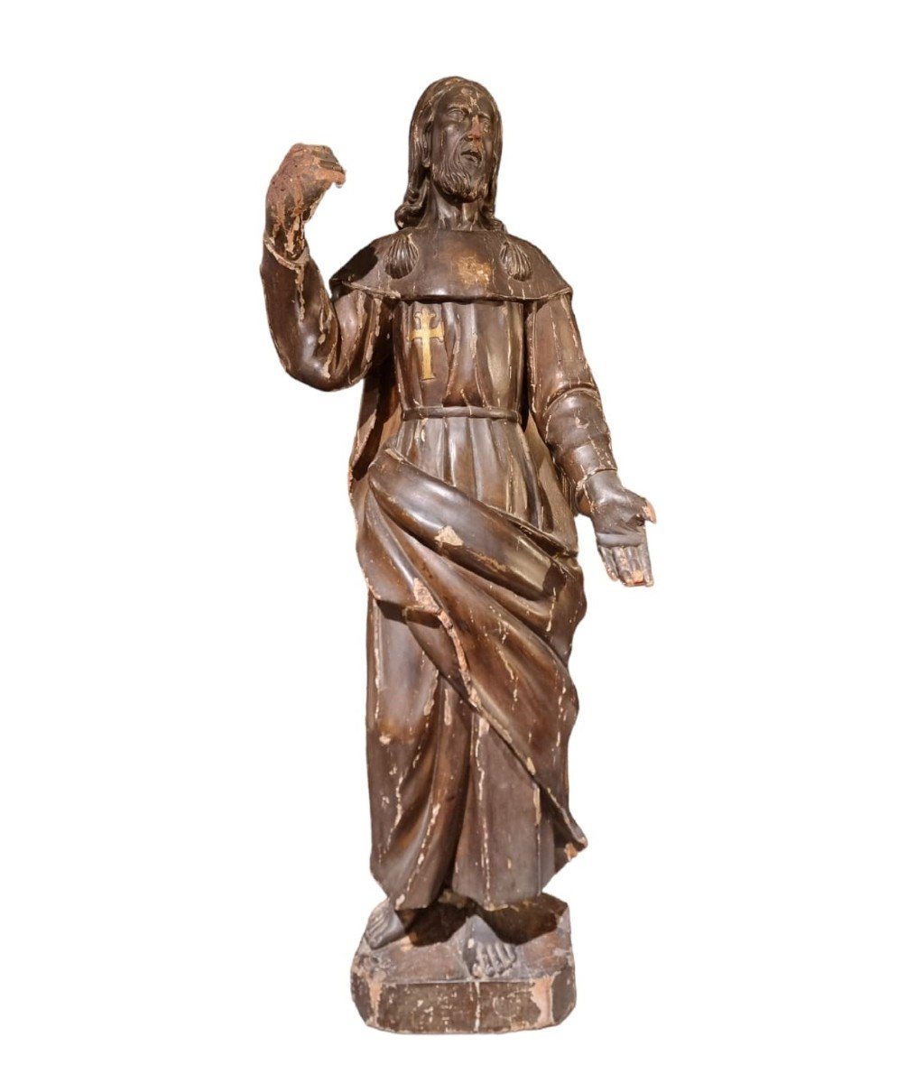 Sculpture En Bois Représentant Saint Jacques
