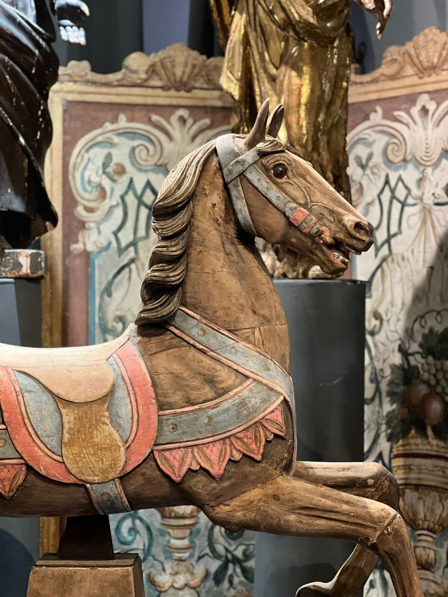 Large Horse In Polychrome Wood-photo-3