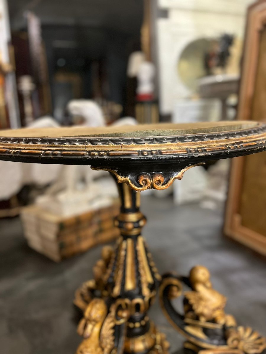 Center Table In Carved, Lacquered And Gilded Wood-photo-3