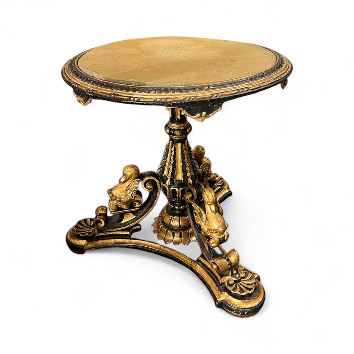 Center Table In Carved, Lacquered And Gilded Wood
