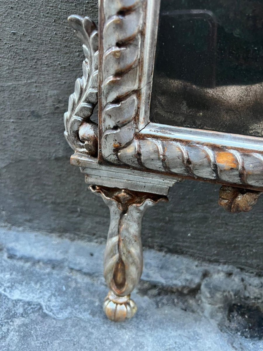 Carved And Silvered Wooden Mirror-photo-4