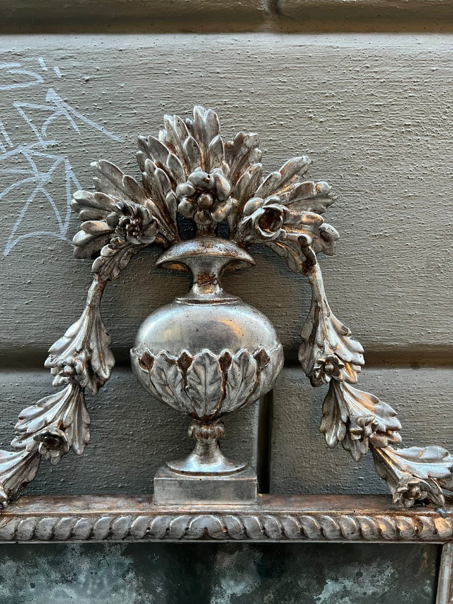 Carved And Silvered Wooden Mirror-photo-6