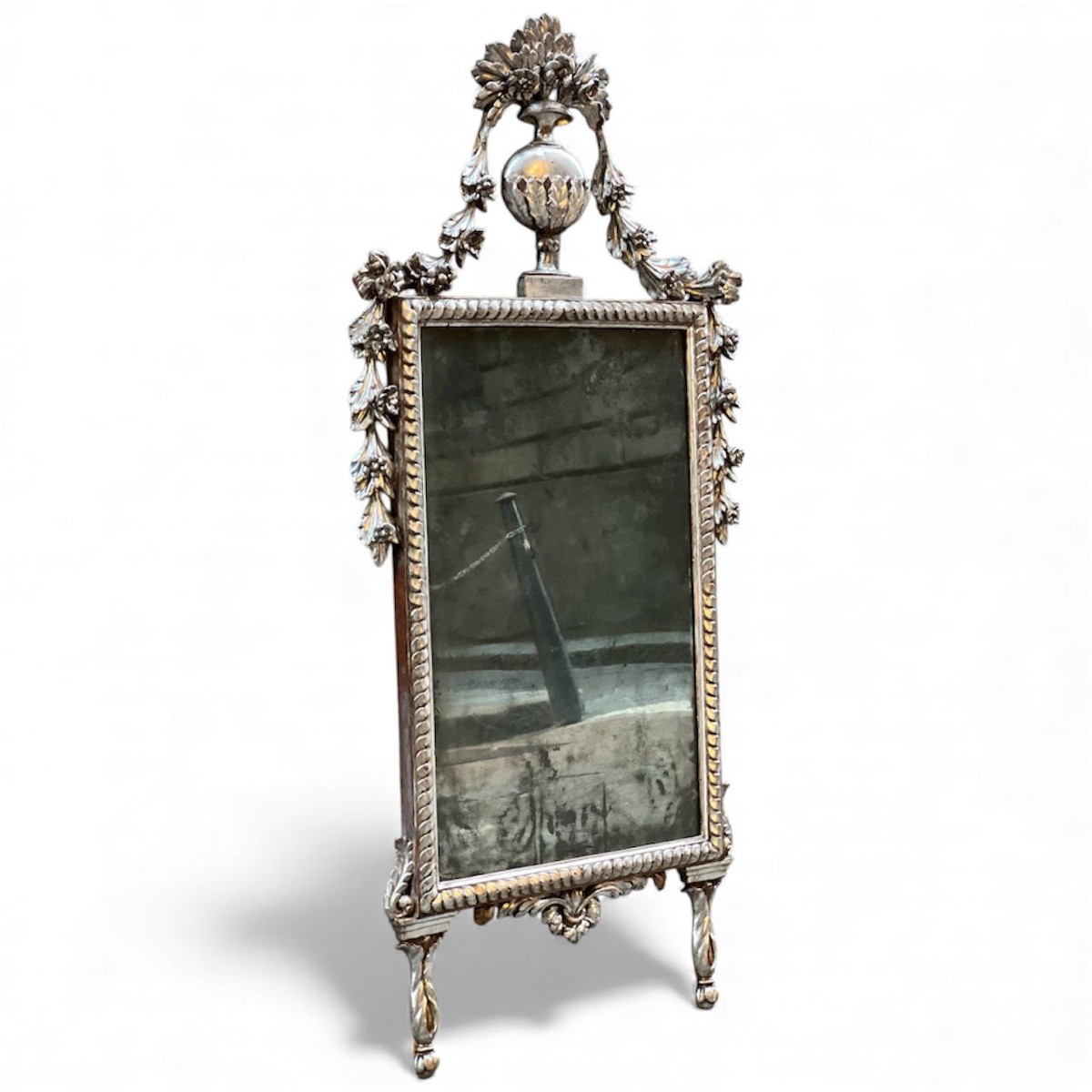 Carved And Silvered Wooden Mirror