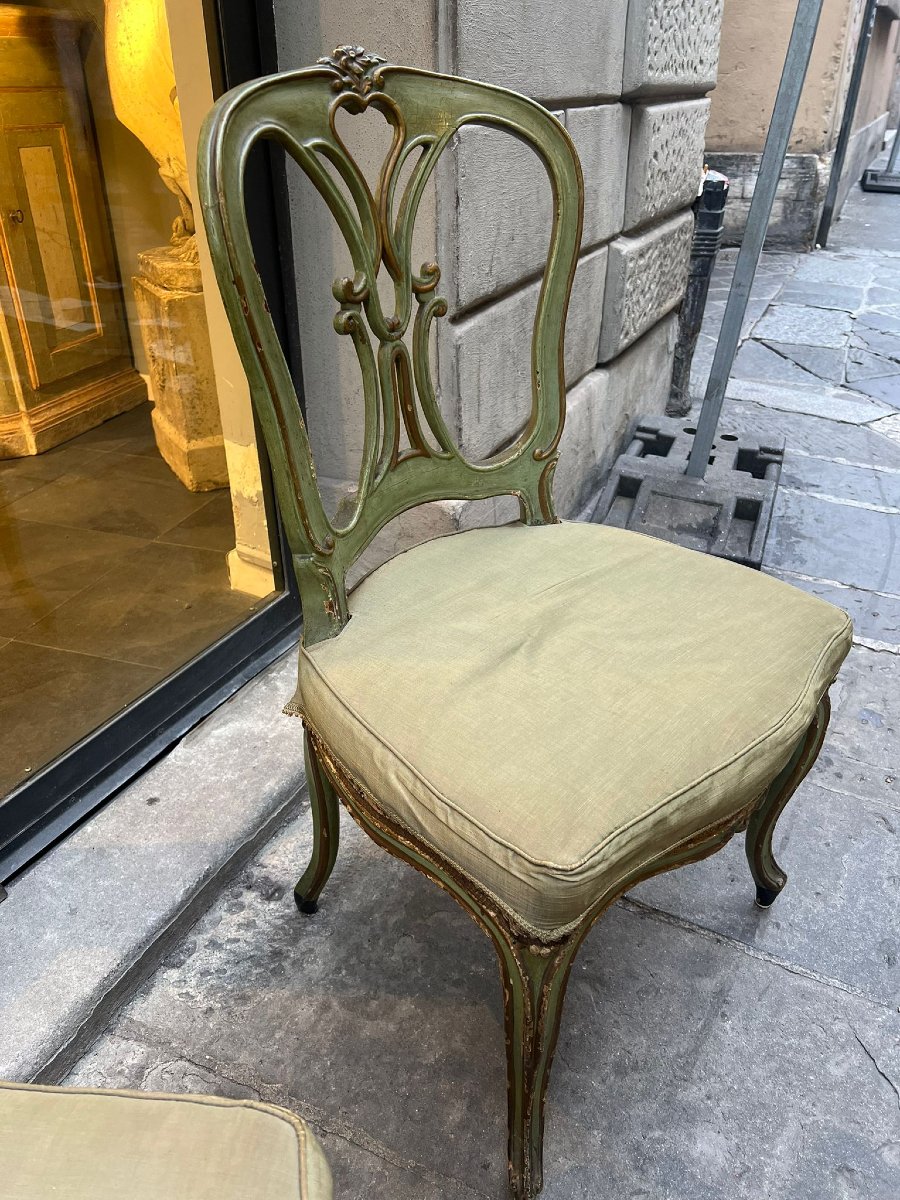 Paire de chaises Louis XV en bois peint-photo-2