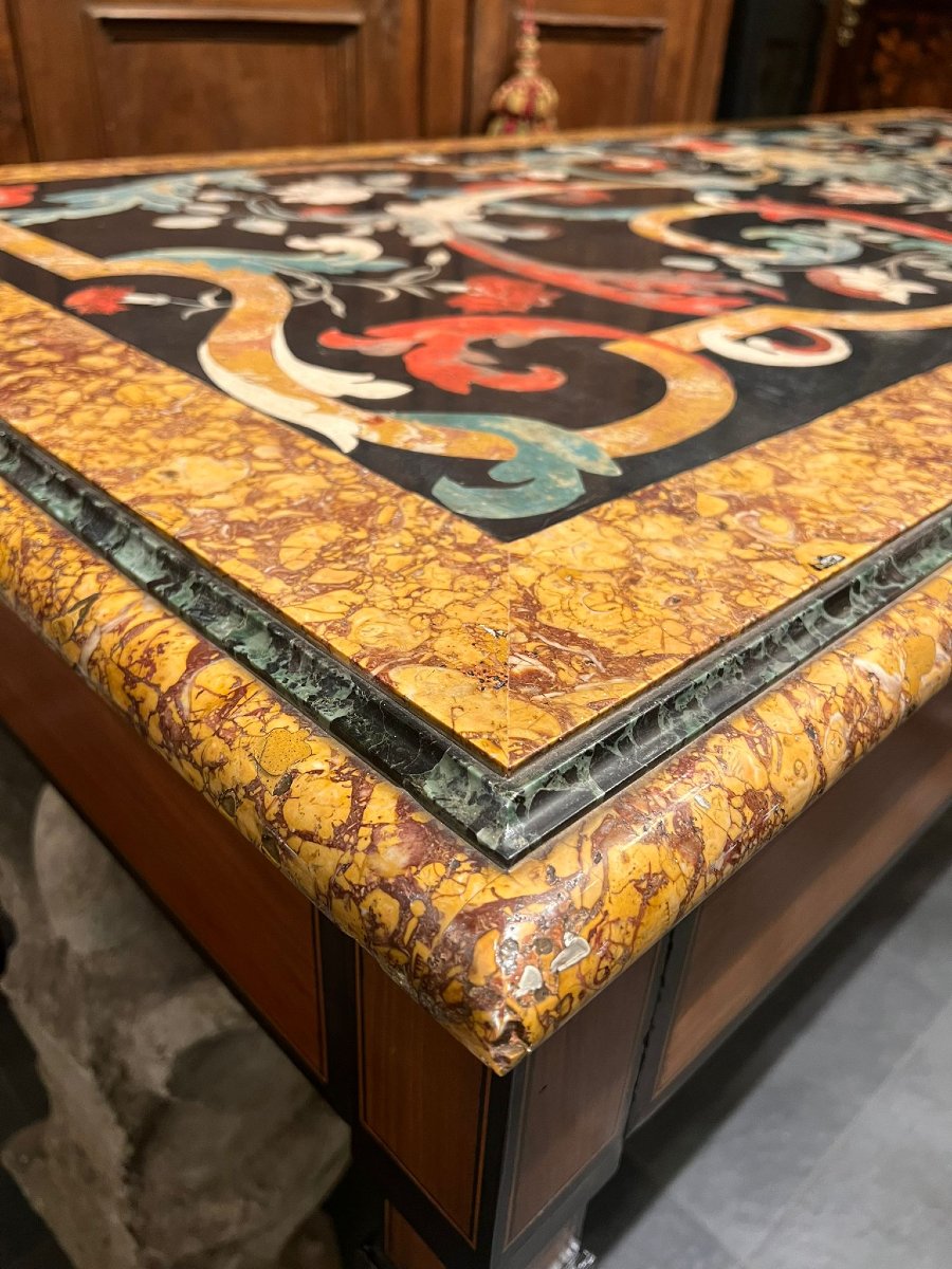 Rectangular Table With Scagliola And Marble Top-photo-2