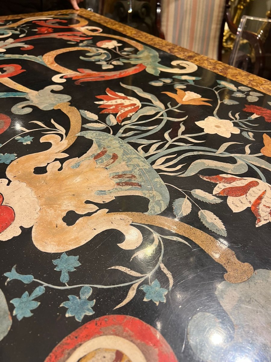 Rectangular Table With Scagliola And Marble Top-photo-2