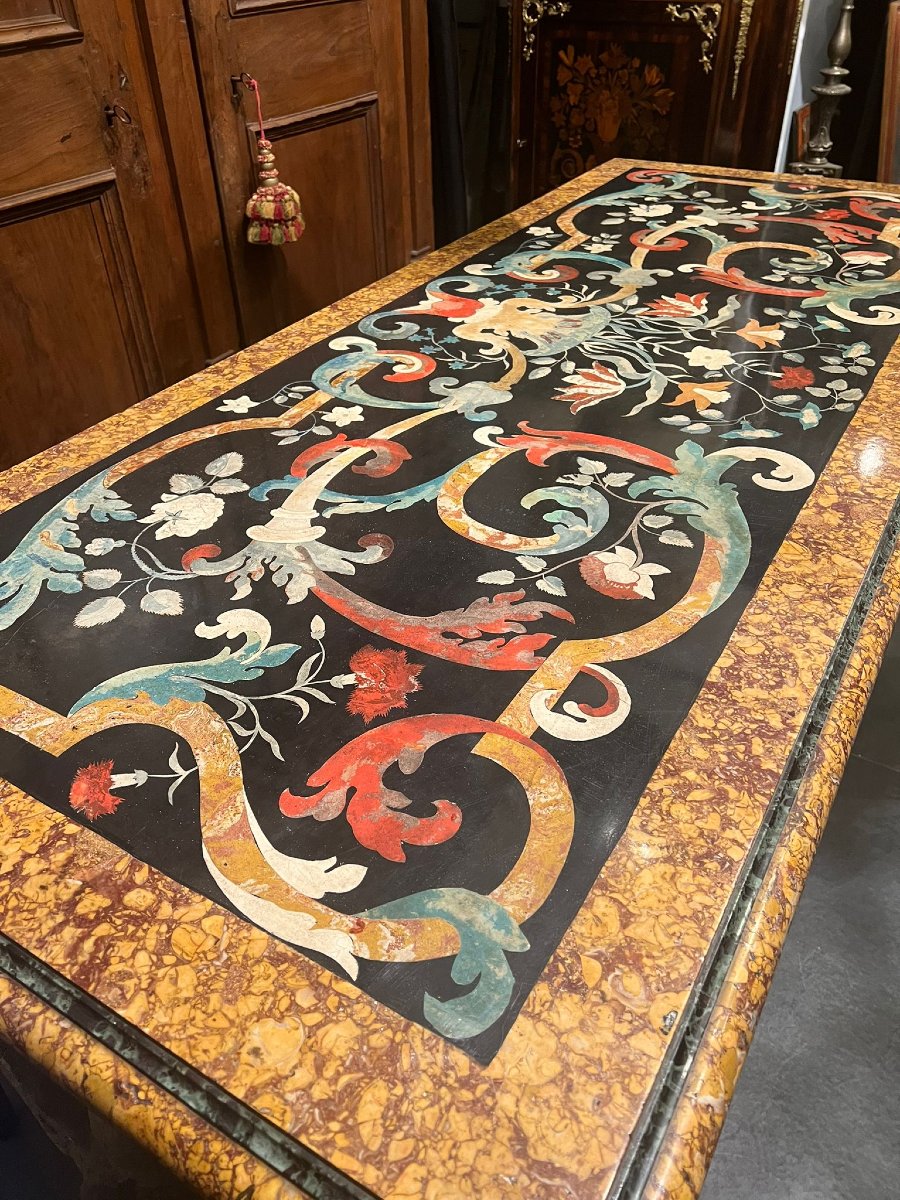 Rectangular Table With Scagliola And Marble Top-photo-3