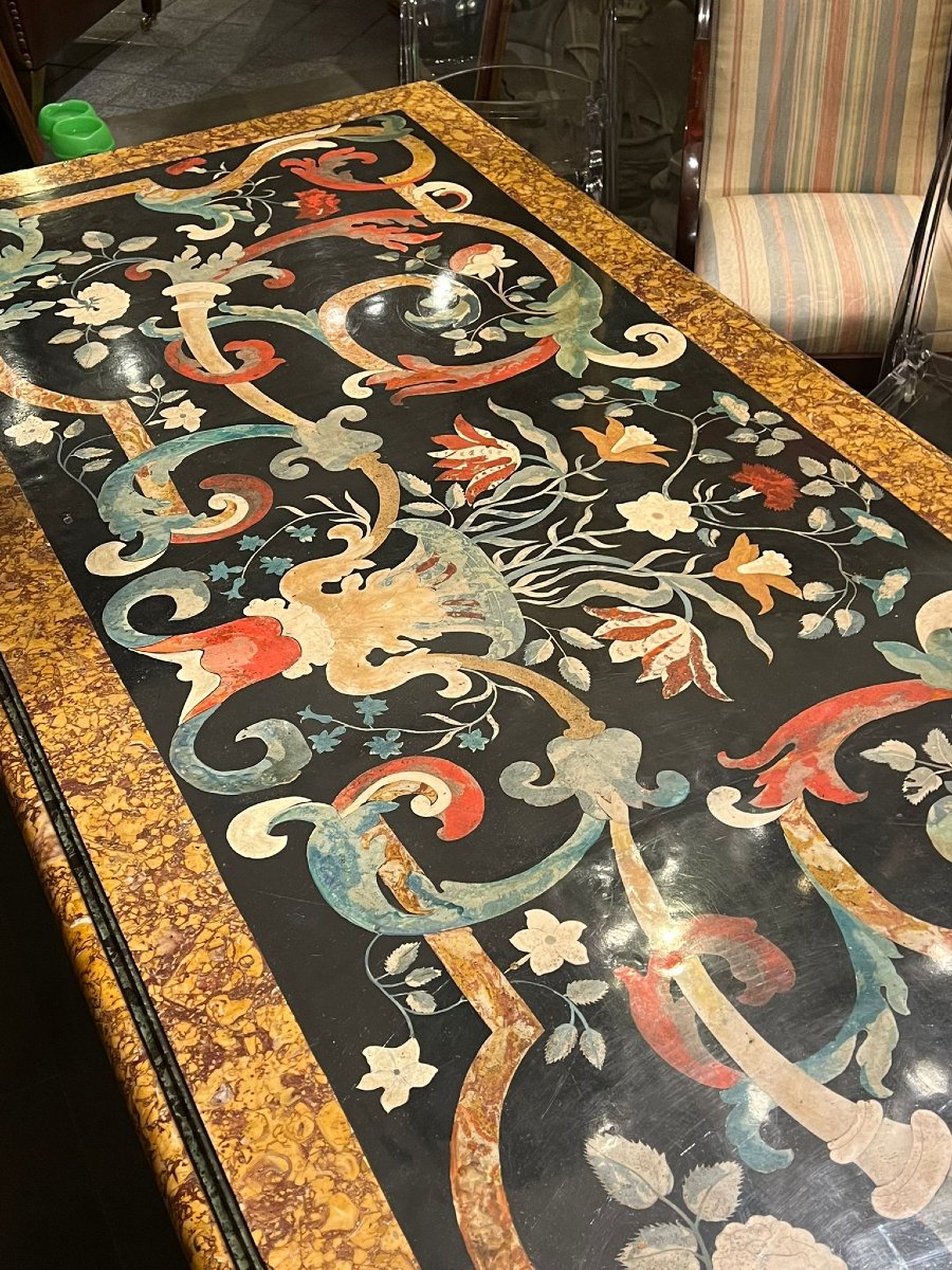 Rectangular Table With Scagliola And Marble Top-photo-5