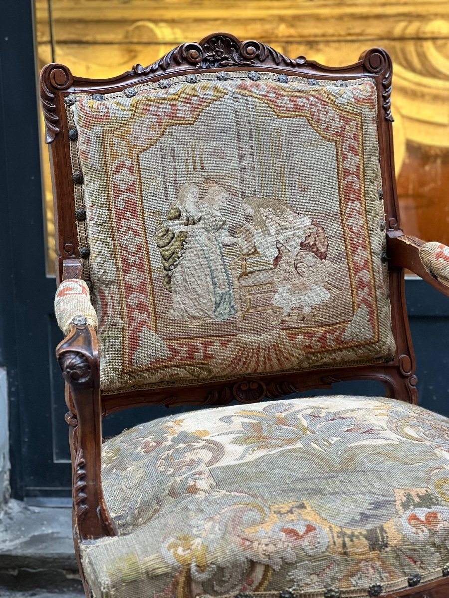 Paire de fauteuils baquets de style Louis XV-photo-8