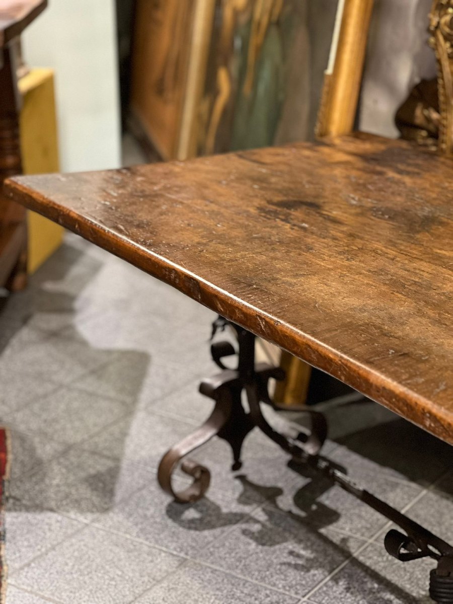 Table rectangulaire avec base en fer forgé-photo-2