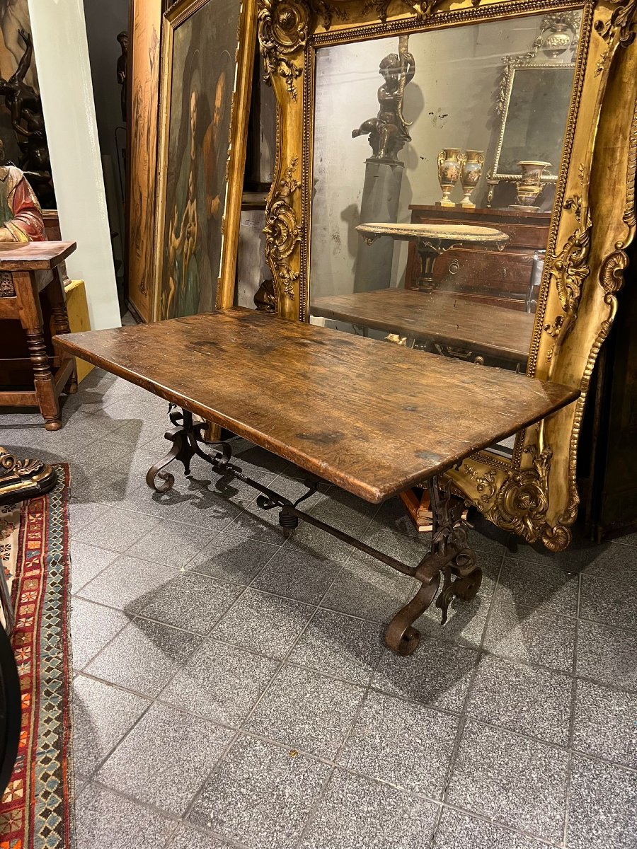 Table rectangulaire avec base en fer forgé-photo-3