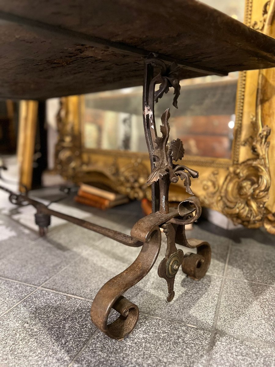 Table rectangulaire avec base en fer forgé-photo-6