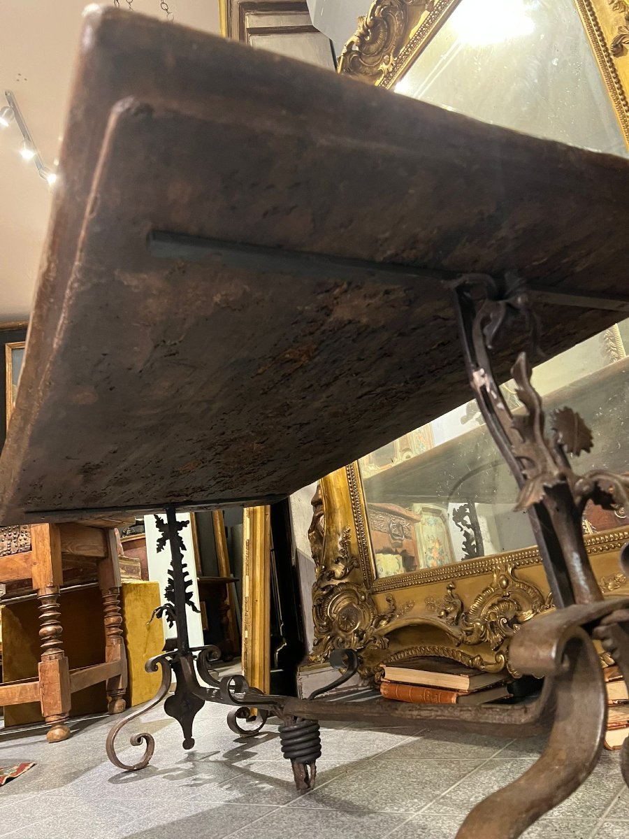 Table rectangulaire avec base en fer forgé-photo-7