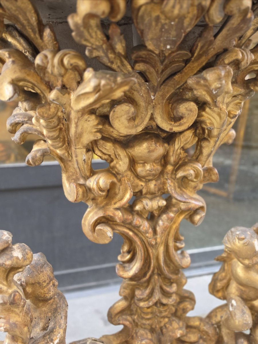 Carved And Gilded Wooden Console Table-photo-3