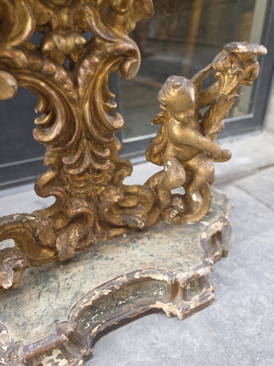 Carved And Gilded Wooden Console Table-photo-4