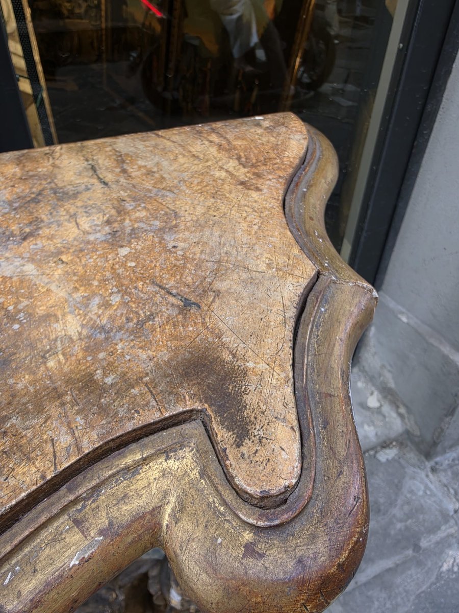 Carved And Gilded Wooden Console Table-photo-6