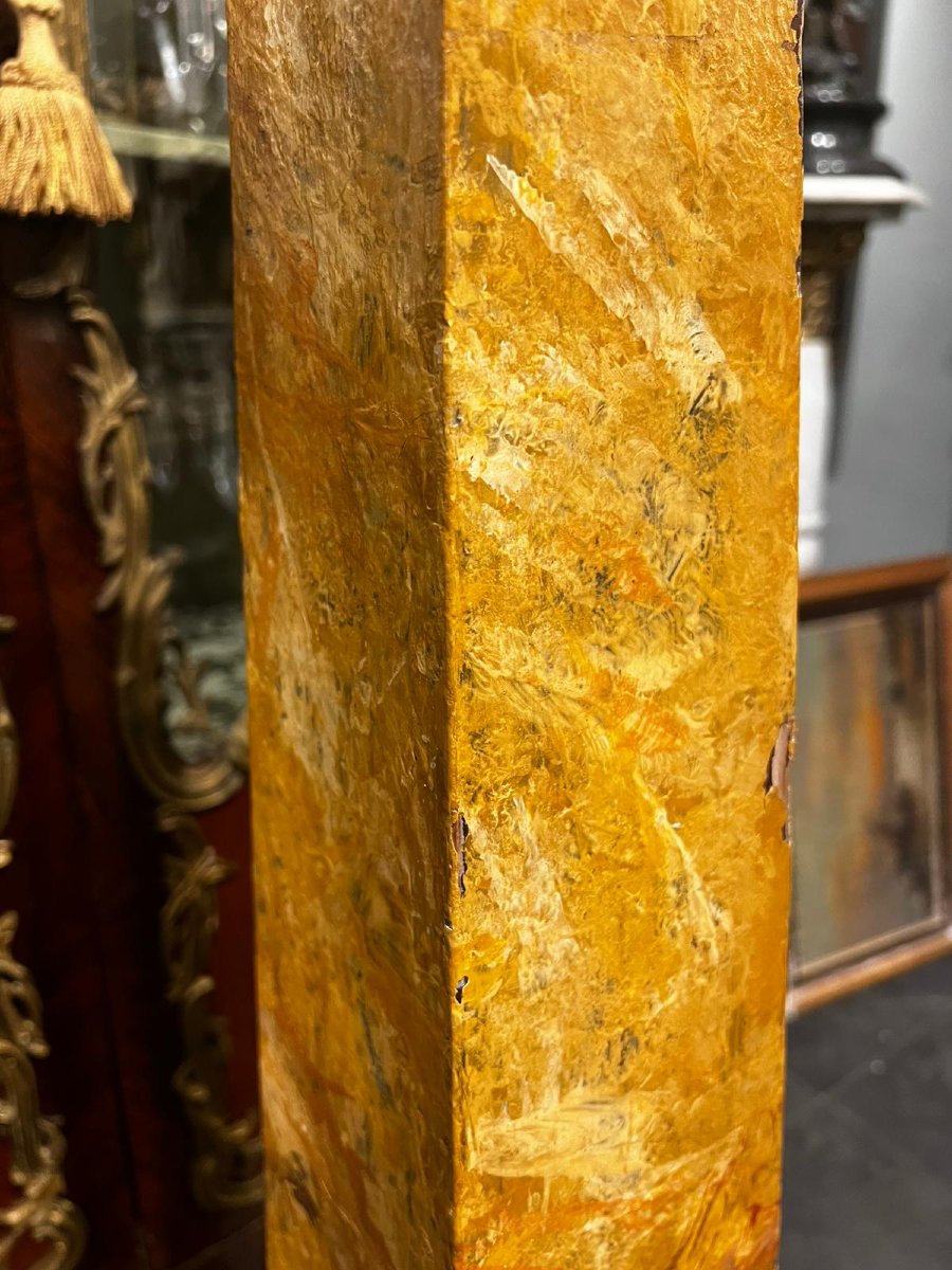 Pair Of Wooden Obelisks Painted To Look Like Marble-photo-2