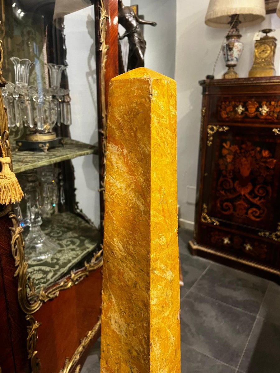 Pair Of Wooden Obelisks Painted To Look Like Marble-photo-3