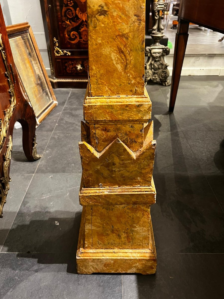 Pair Of Wooden Obelisks Painted To Look Like Marble-photo-4