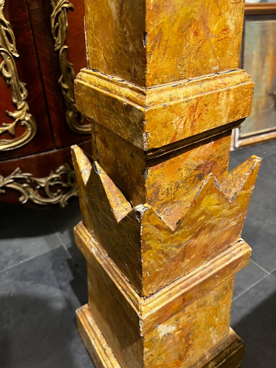 Pair Of Wooden Obelisks Painted To Look Like Marble-photo-6