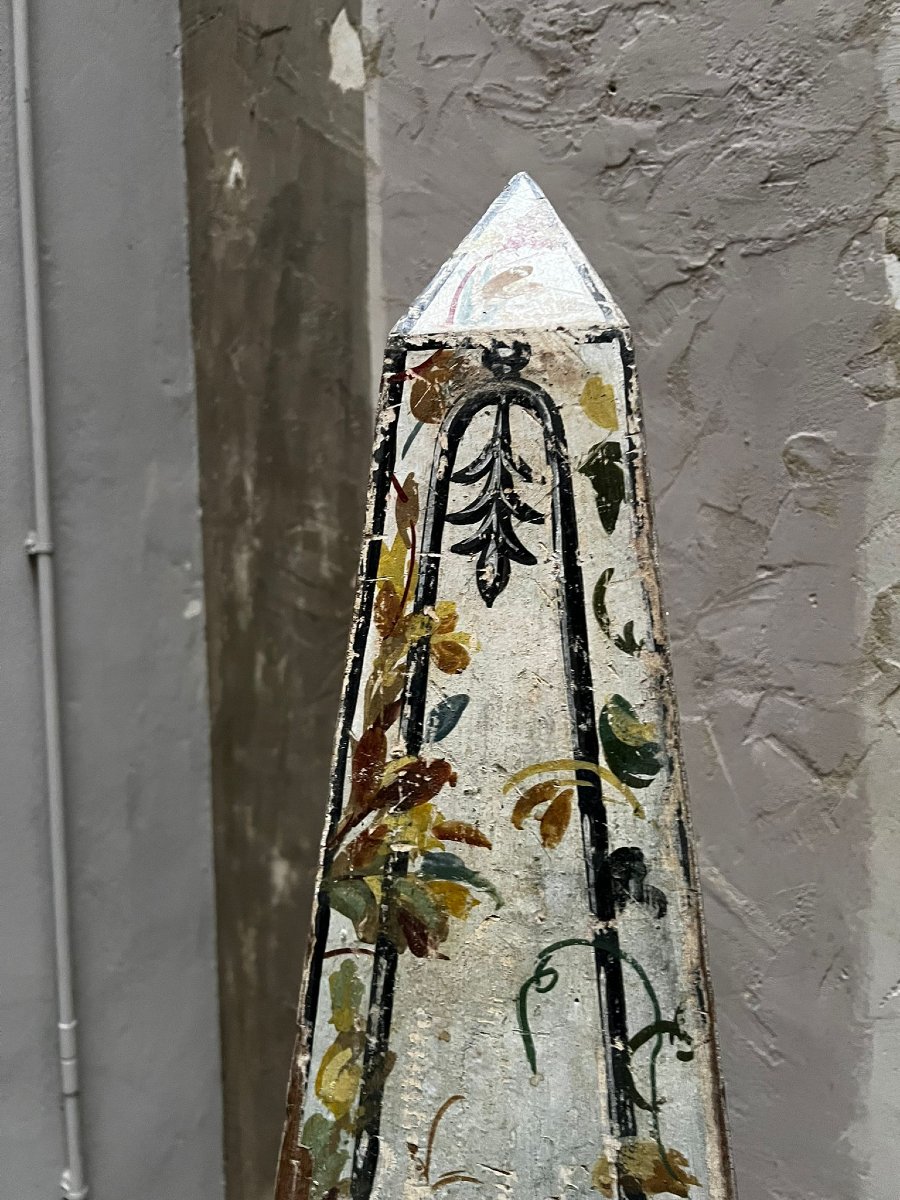 Pair Of Painted Wooden Obelisks-photo-2