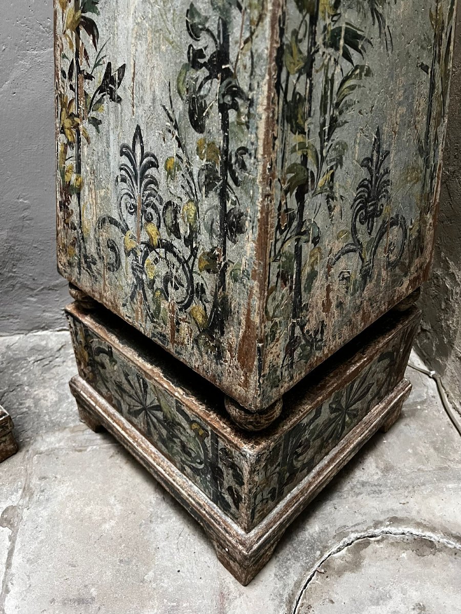 Pair Of Painted Wooden Obelisks-photo-4