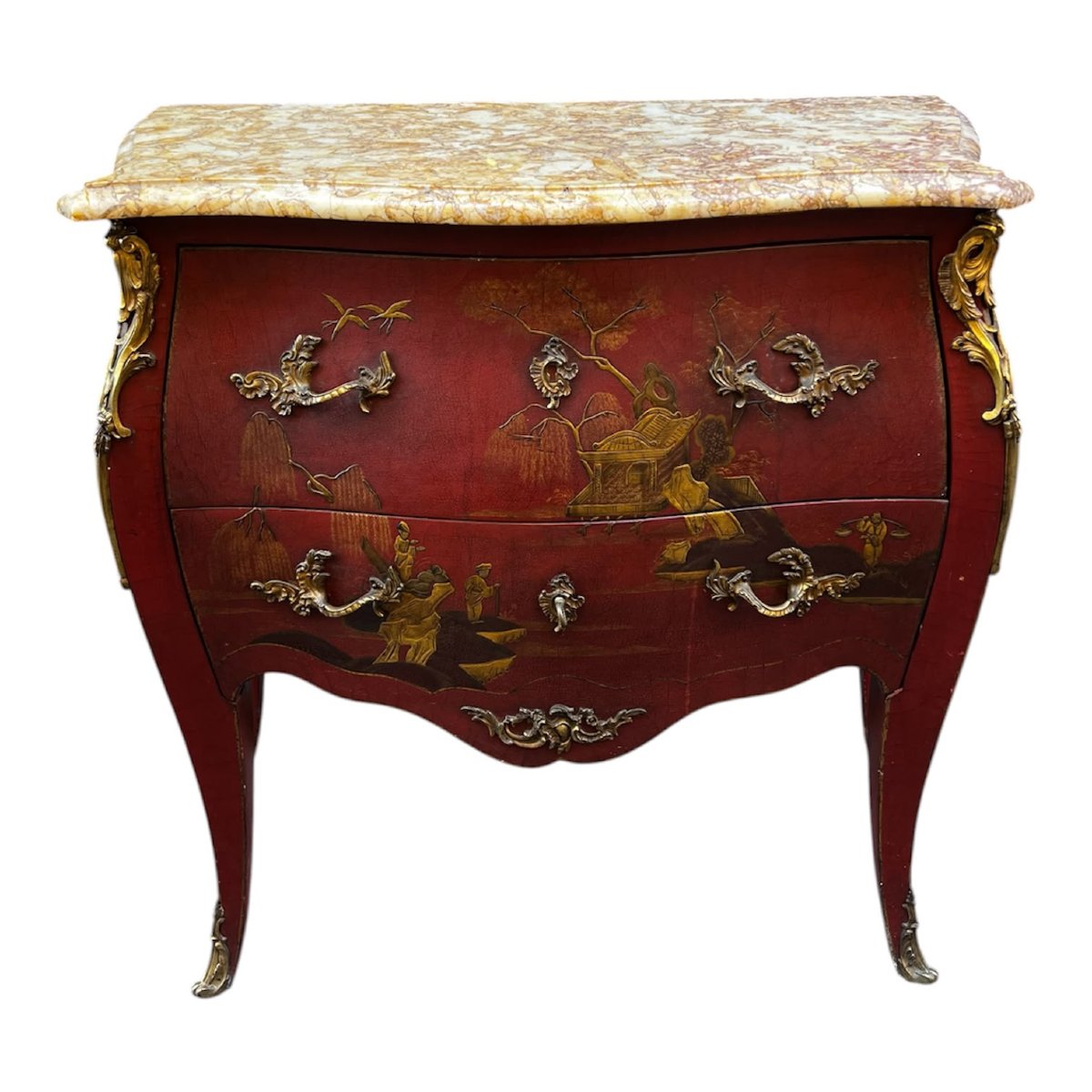 Curved Chest Of Drawers With A Marble Top