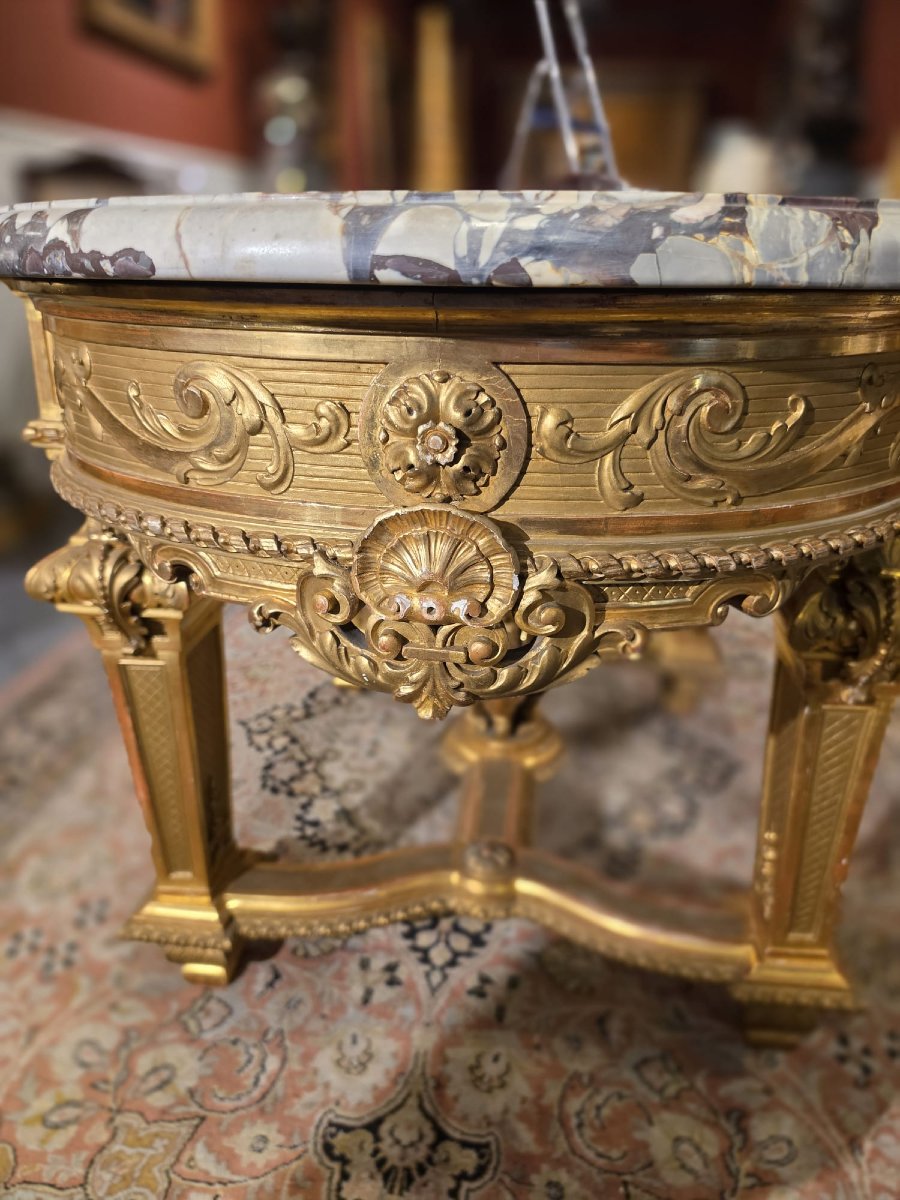 Table Napoléon III sculptée et dorée-photo-2