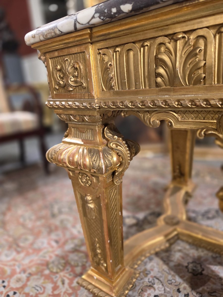 Table Napoléon III sculptée et dorée-photo-3