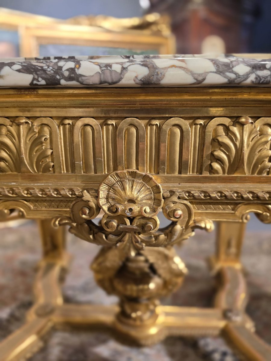 Table Napoléon III sculptée et dorée-photo-4