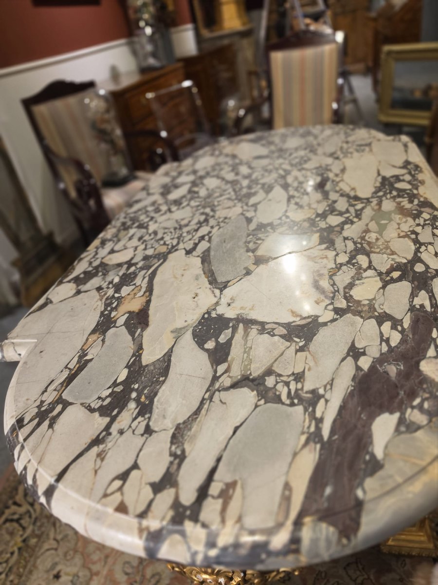 Table Napoléon III sculptée et dorée-photo-1