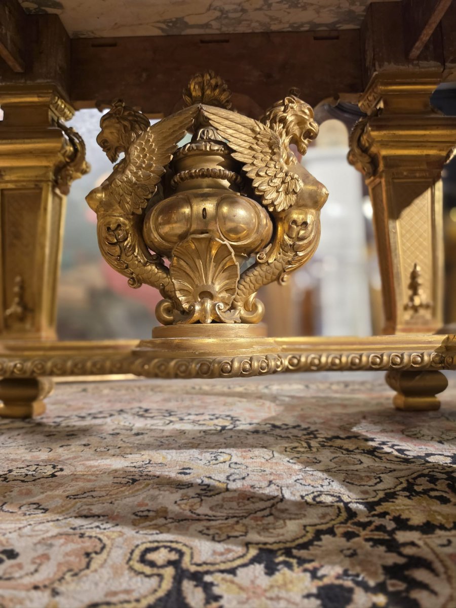 Table Napoléon III sculptée et dorée-photo-3