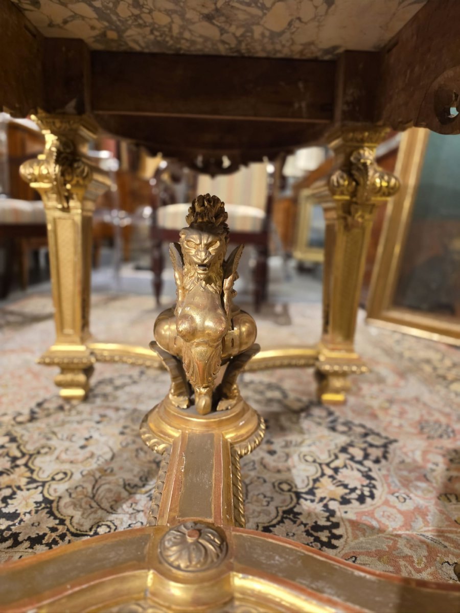 Table Napoléon III sculptée et dorée-photo-4
