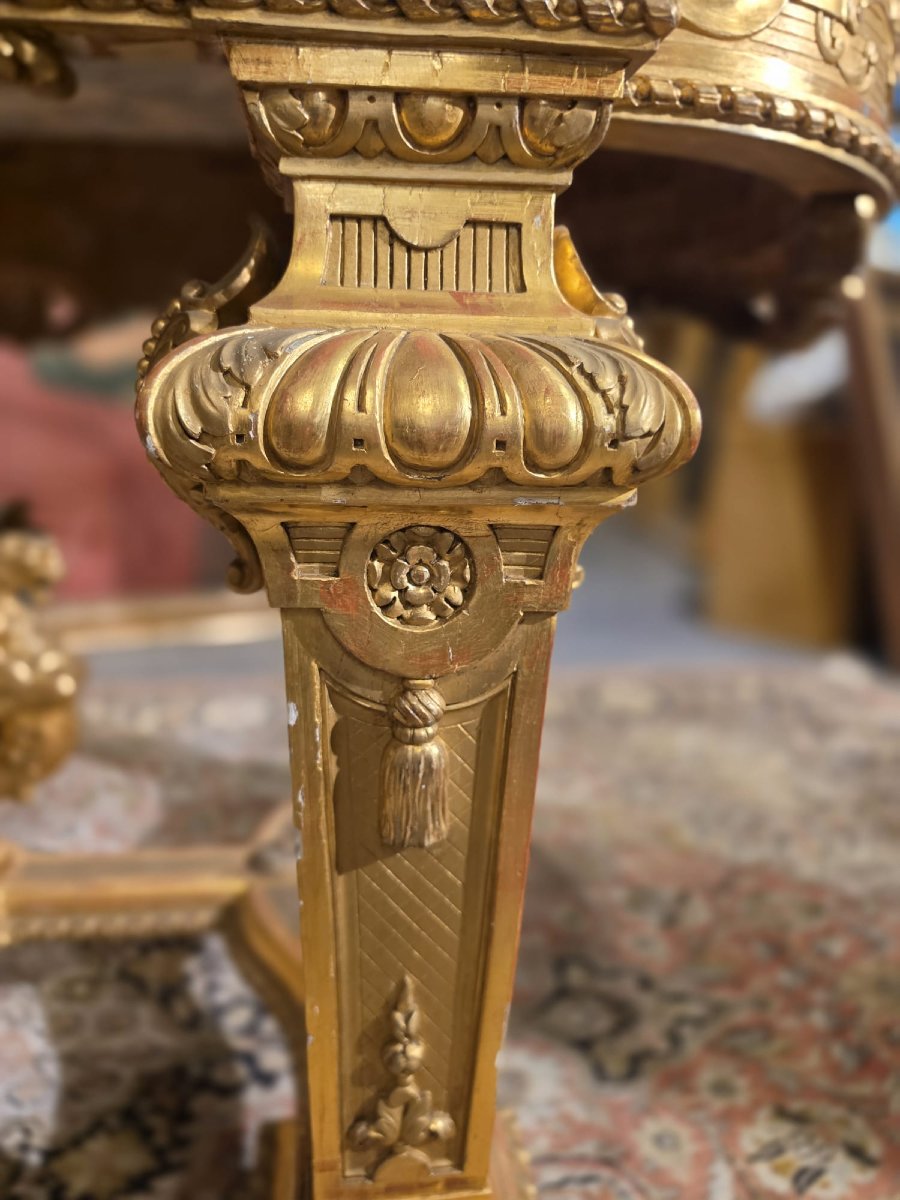 Table Napoléon III sculptée et dorée-photo-5