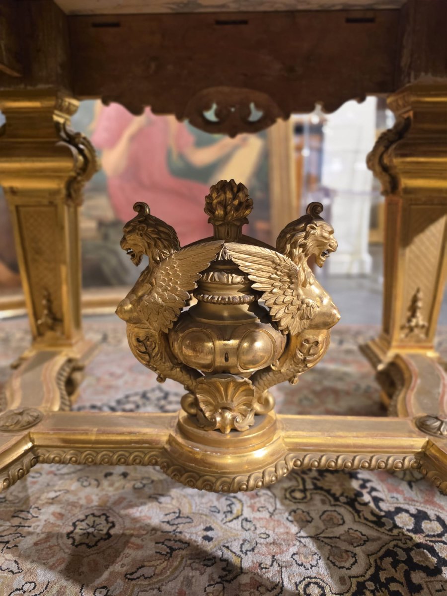 Table Napoléon III sculptée et dorée-photo-7