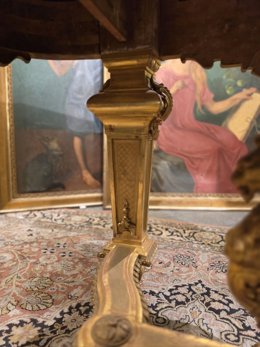 Table Napoléon III sculptée et dorée-photo-8