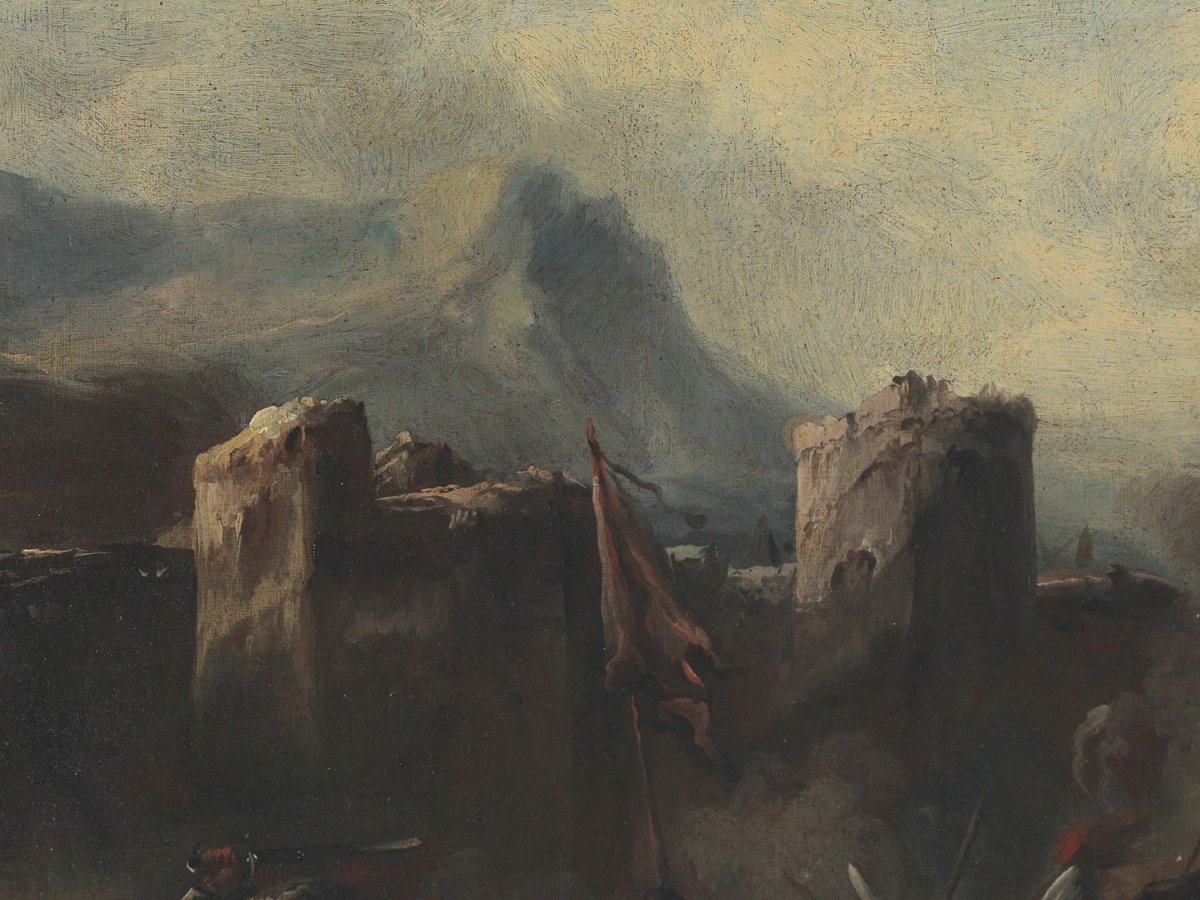 Peinture représentant une scène de bataille-photo-1