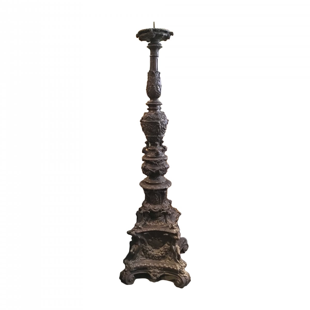 Early 20th Century Large Italian Candlestick In Terracotta By The Signa Manufactury