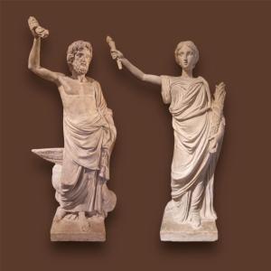 Paire De Sculptures Représentant Cérès Et Jupiter, XVIIIe Siècle