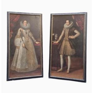 Portraits représentant Marie-Madeleine d'Autriche et Cosme II de Médicis