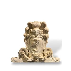 Large Heraldic Coat Of Arms Carved In Marble