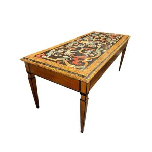 Rectangular Table With Scagliola And Marble Top