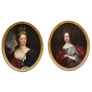 Pair Of Oval Portraits Of Noblewomen