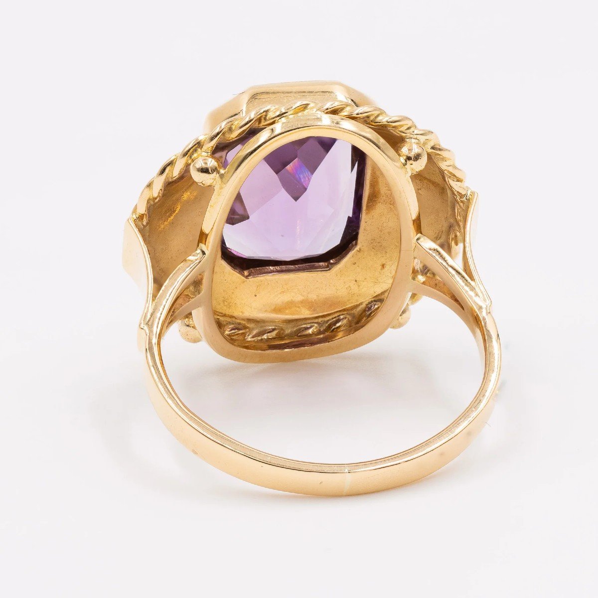 5223- Bague Ancienne Or Améthyste Diamants - Ba