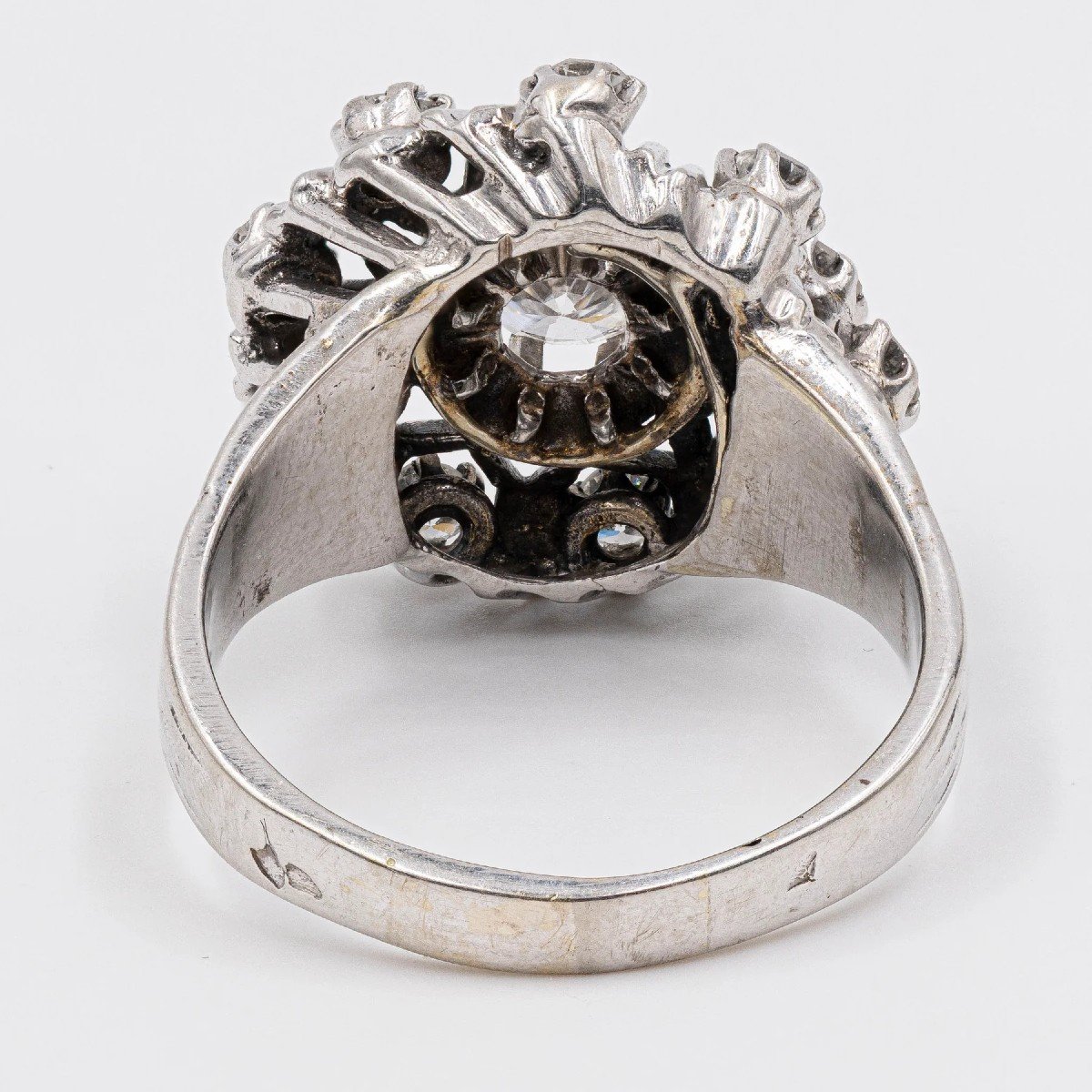 Vintage 18k Gold & Platinum Diamond Ring Totaling 1.20ctw, 60s-photo-2