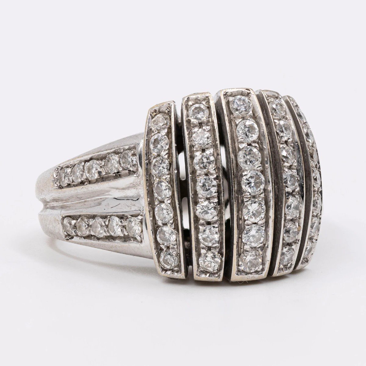 Vintage 18k White Gold And Diamond (1.23ctw) Ring-photo-4
